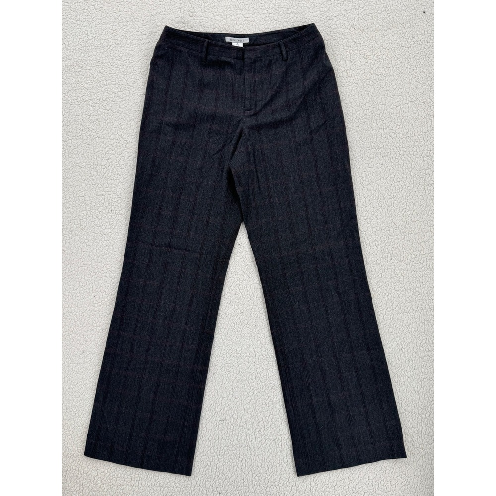 Nine West Cyndi Grey Plaid Dress Pants Women Sze 6 Professional Straight Career